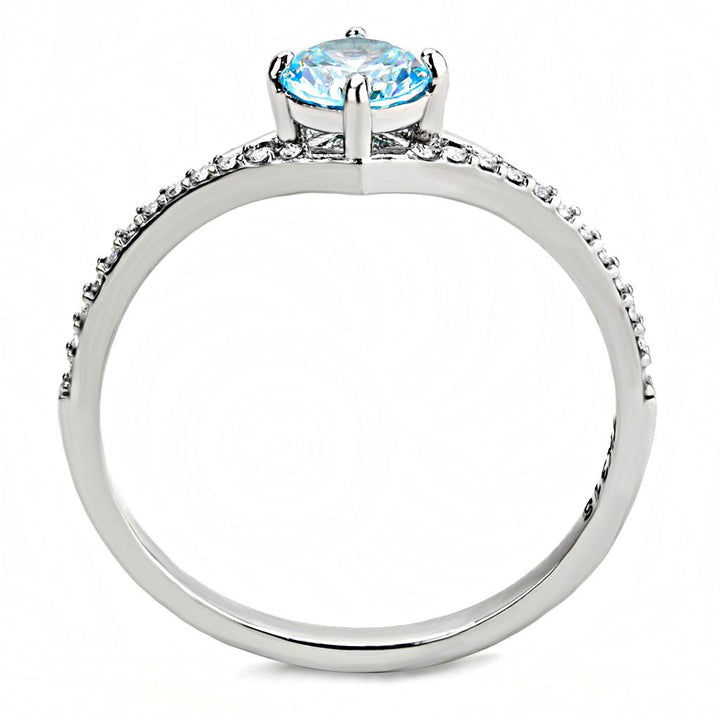 LOVCIA Sea Blue AAA Grade CZ Stainless Steel High Polish Ring - Buy stylish Rings for women - Shop latest Ring design - Trendy Rings - Unique fashion Rings - Find the perfect Ring