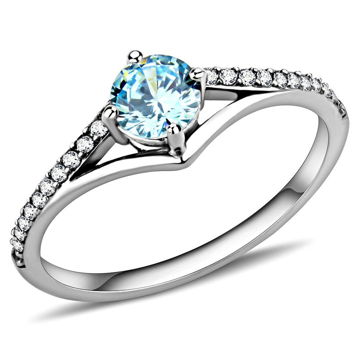 LOVCIA Sea Blue AAA Grade CZ Stainless Steel High Polish Ring - Buy stylish Rings for women - Shop latest Ring design - Trendy Rings - Unique fashion Rings - Find the perfect Ring