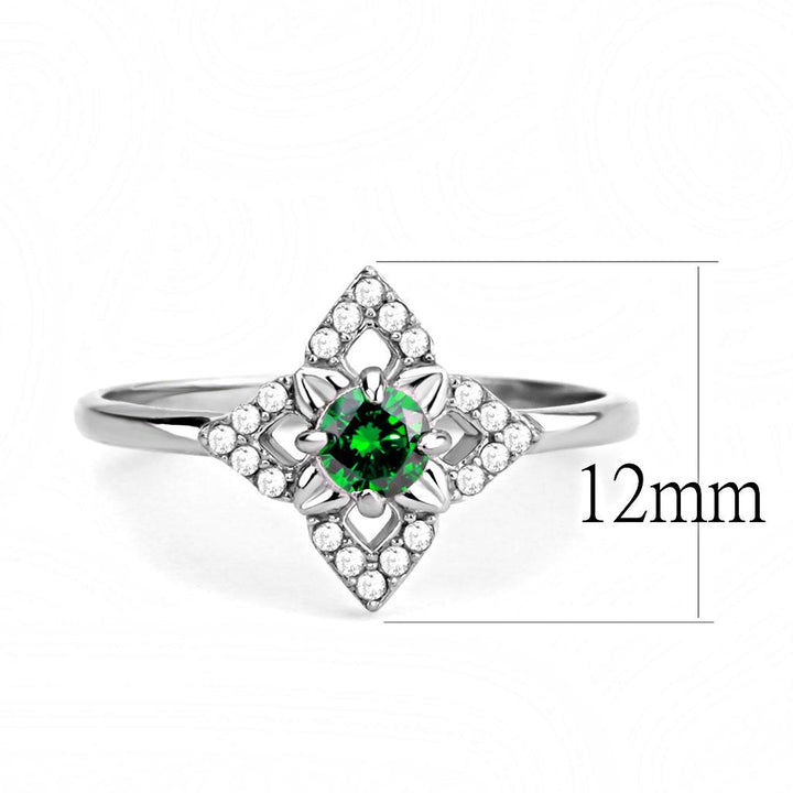 LOVCIA Stainless Steel Emerald-Colored CZ Ring with High Polish Finish - Buy stylish Rings for women - Shop latest Ring design - Trendy Rings - Unique fashion Rings - Find the perfect Ring