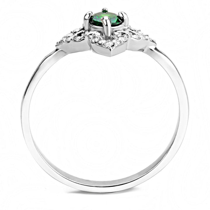 LOVCIA Stainless Steel Emerald-Colored CZ Ring with High Polish Finish - Buy stylish Rings for women - Shop latest Ring design - Trendy Rings - Unique fashion Rings - Find the perfect Ring