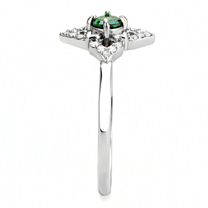 LOVCIA Stainless Steel Emerald-Colored CZ Ring with High Polish Finish - Buy stylish Rings for women - Shop latest Ring design - Trendy Rings - Unique fashion Rings - Find the perfect Ring