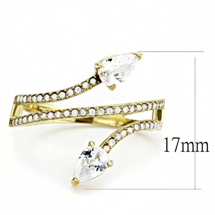 LOVCIA Gold Ion-Plated Stainless Steel Ring with Clear AAA CZ Stone - Buy stylish Rings for women - Shop latest Ring design - Trendy Rings - Unique fashion Rings - Find the perfect Ring