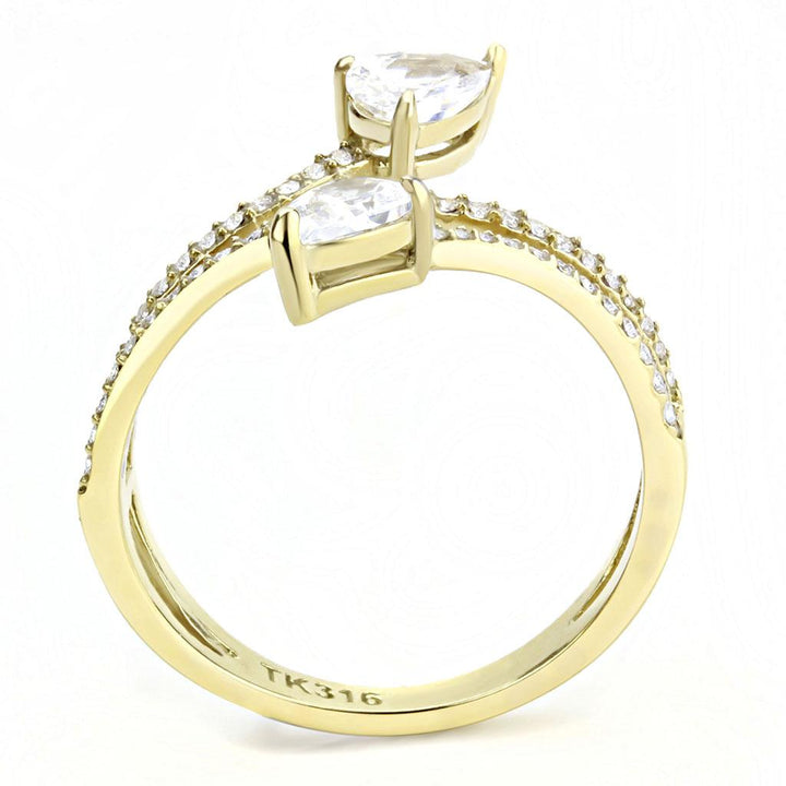 LOVCIA Gold Ion-Plated Stainless Steel Ring with Clear AAA CZ Stone - Buy stylish Rings for women - Shop latest Ring design - Trendy Rings - Unique fashion Rings - Find the perfect Ring