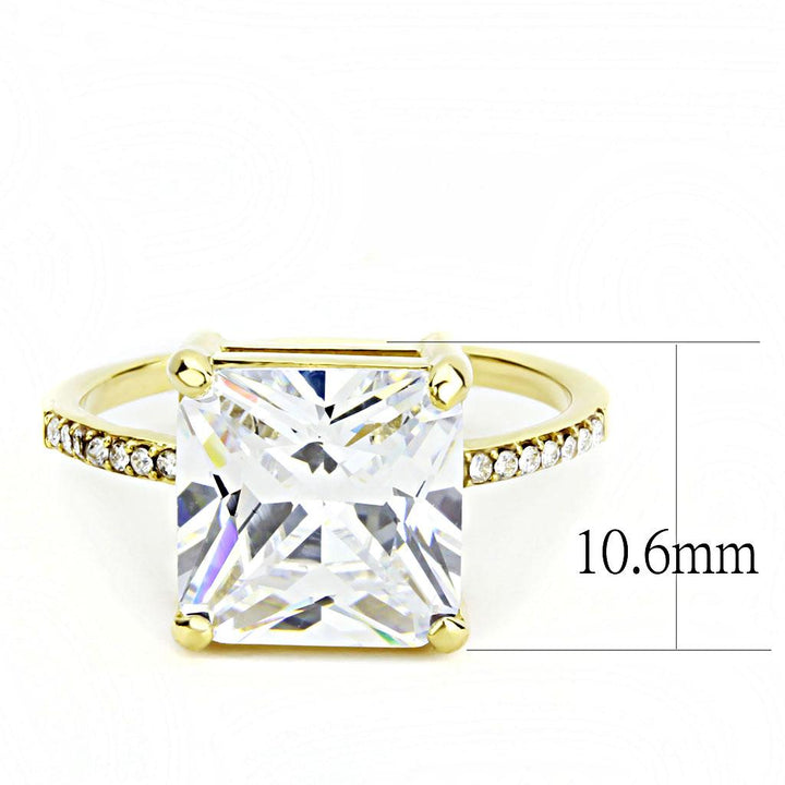 LOVCIA Gold Ion-Plated Stainless Steel Ring with Clear AAA Grade CZ Stone - Buy stylish Rings for women - Shop latest Ring design - Trendy Rings - Unique fashion Rings - Find the perfect Ring