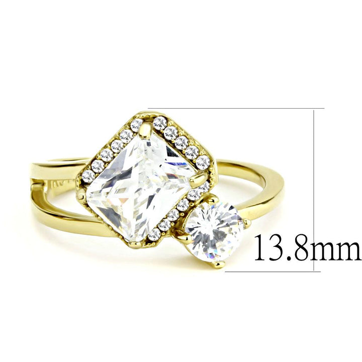 LOVCIA Ion Plated Gold Stainless Steel Ring with Clear AAA Grade Cubic Zirconia - Buy stylish Rings for women - Shop latest Ring design - Trendy Rings - Unique fashion Rings - Find the perfect Ring