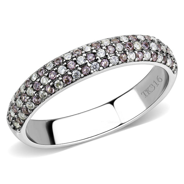 LOVCIA Sleek Stainless Steel Ring with Multi-Color AAA CZ Stone - Buy stylish Rings for women - Shop latest Ring design - Trendy Rings - Unique fashion Rings - Find the perfect Ring