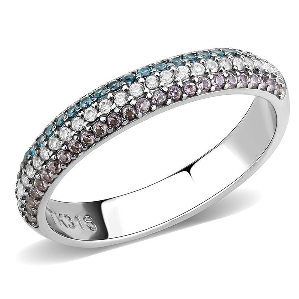 LOVCIA Multi-Color AAA Grade CZ Stainless Steel Ring with High Polish Finish - Buy stylish Rings for women - Shop latest Ring design - Trendy Rings - Unique fashion Rings - Find the perfect Ring