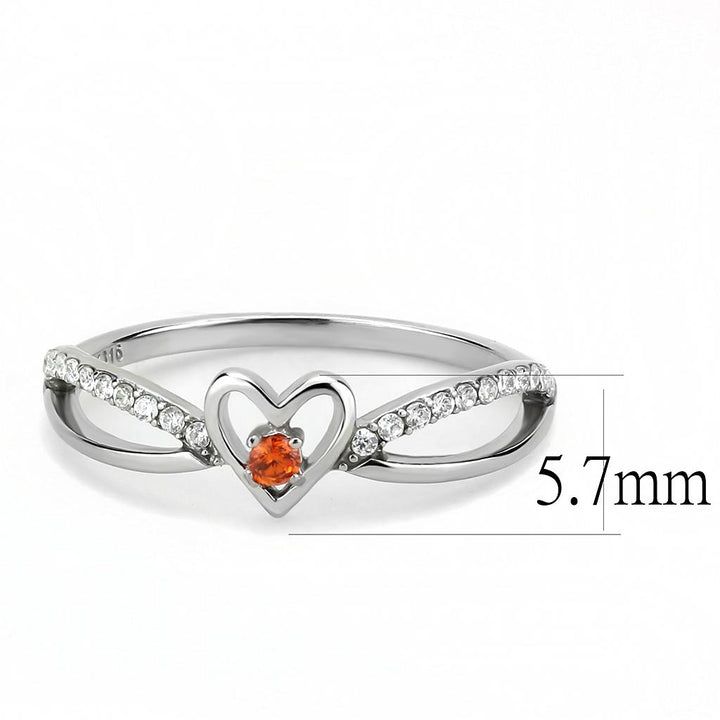 LOVCIA Stainless Steel Ring with High Polish Finish and Orange AAA CZ Stone - Buy stylish Rings for women - Shop latest Ring design - Trendy Rings - Unique fashion Rings - Find the perfect Ring