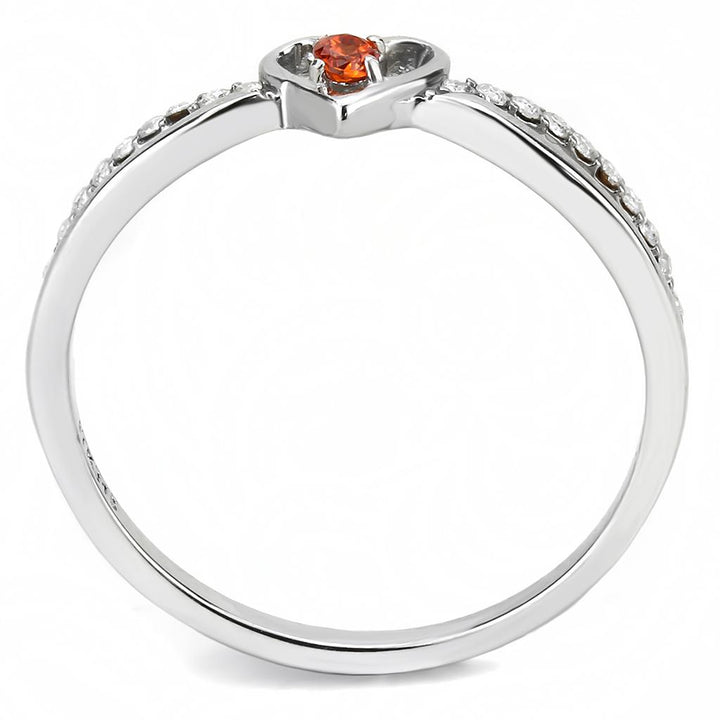 LOVCIA Stainless Steel Ring with High Polish Finish and Orange AAA CZ Stone - Buy stylish Rings for women - Shop latest Ring design - Trendy Rings - Unique fashion Rings - Find the perfect Ring