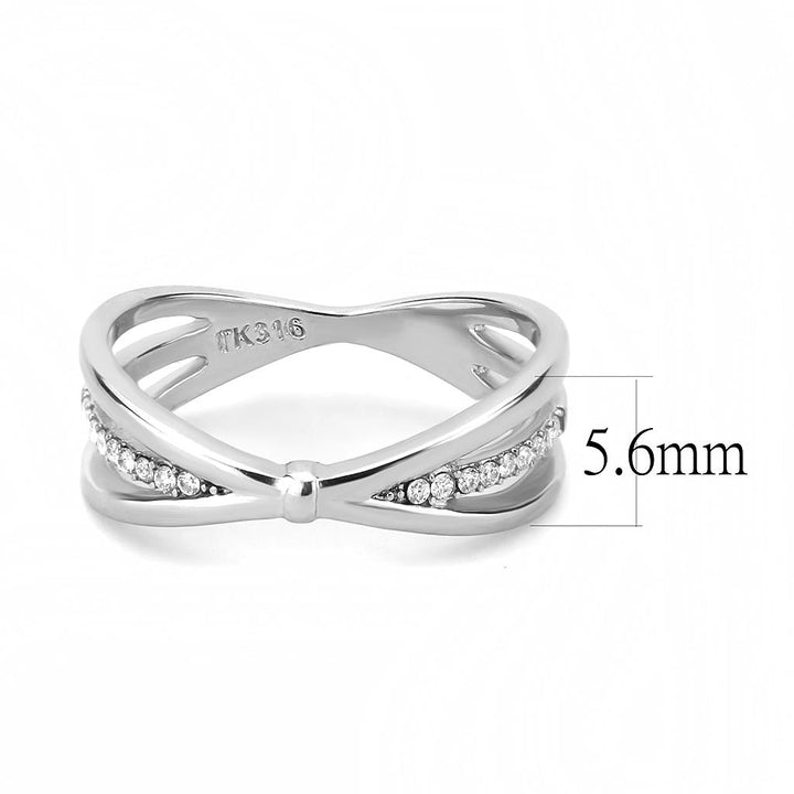 LOVCIA Sleek Stainless Steel Ring with Clear AAA Grade CZ Stone - Buy stylish Rings for women - Shop latest Ring design - Trendy Rings - Unique fashion Rings - Find the perfect Ring