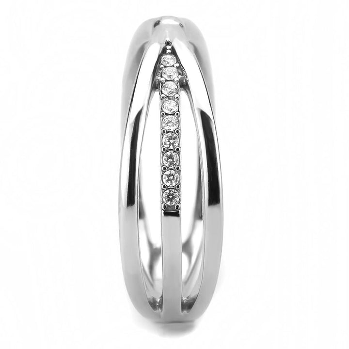 LOVCIA Sleek Stainless Steel Ring with Clear AAA Grade CZ Stone - Buy stylish Rings for women - Shop latest Ring design - Trendy Rings - Unique fashion Rings - Find the perfect Ring