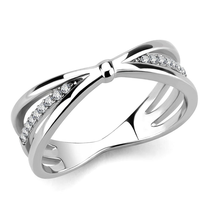 LOVCIA Sleek Stainless Steel Ring with Clear AAA Grade CZ Stone - Buy stylish Rings for women - Shop latest Ring design - Trendy Rings - Unique fashion Rings - Find the perfect Ring