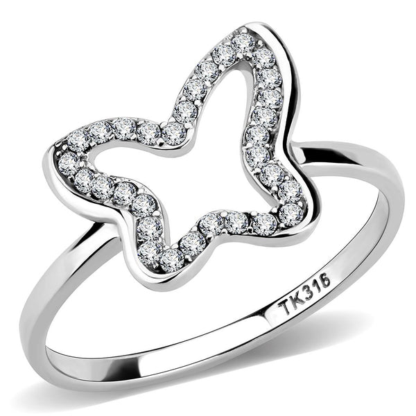 LOVCIA High Shine Stainless Steel Ring with Clear AAA Grade Cubic Zirconia - Buy stylish Rings for women - Shop latest Ring design - Trendy Rings - Unique fashion Rings - Find the perfect Ring