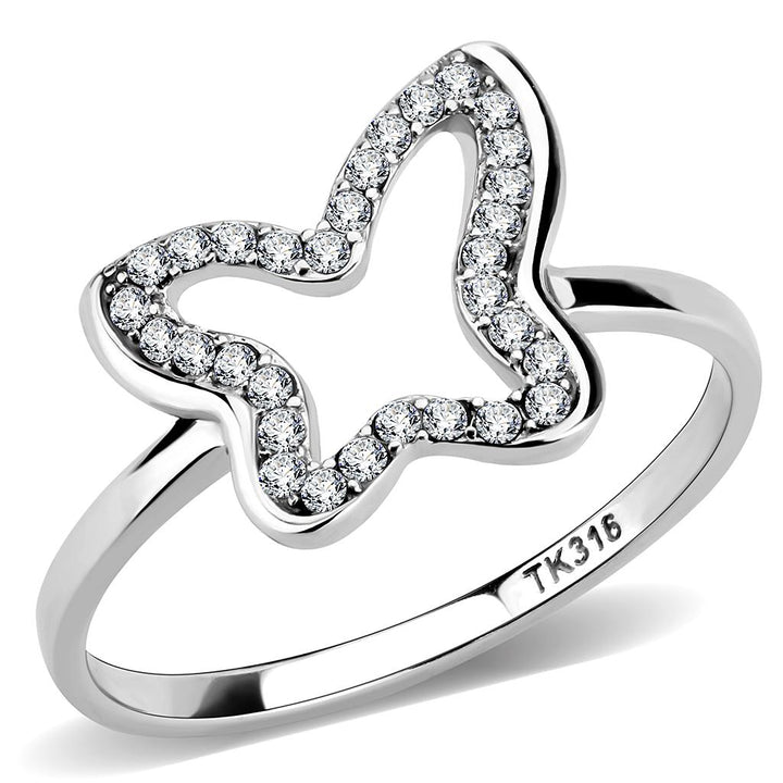 LOVCIA High Shine Stainless Steel Ring with Clear AAA Grade Cubic Zirconia - Buy stylish Rings for women - Shop latest Ring design - Trendy Rings - Unique fashion Rings - Find the perfect Ring