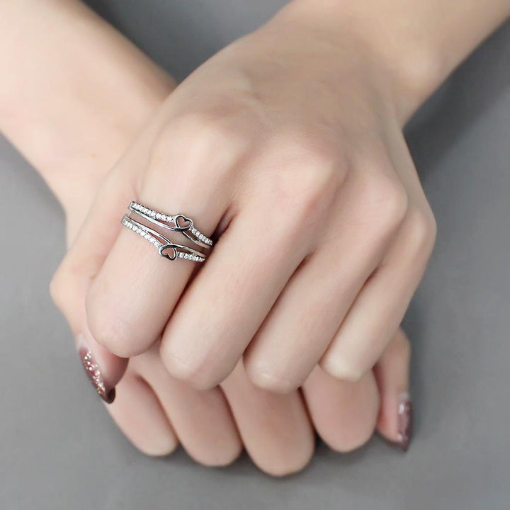 LOVCIA High Shine Stainless Steel Ring with Clear AAA Grade CZ Stone - Buy stylish Rings for women - Shop latest Ring design - Trendy Rings - Unique fashion Rings - Find the perfect Ring