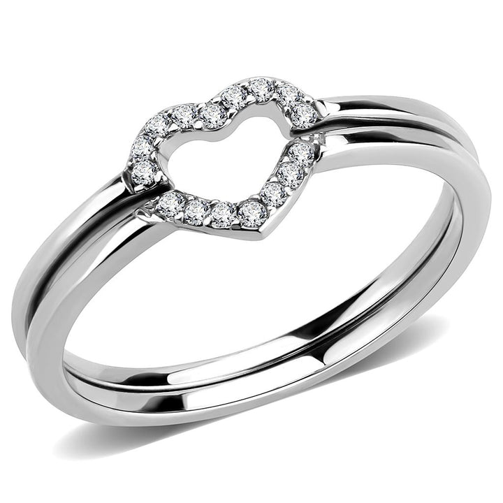 LOVCIA Stainless Steel Ring with High Polished Finish & Clear AAA Grade CZ Stone - Buy stylish Rings for women - Shop latest Ring design - Trendy Rings - Unique fashion Rings - Find the perfect Ring