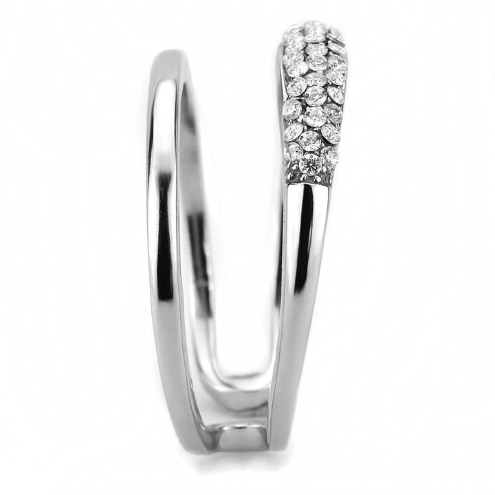 LOVCIA High Polished Stainless Steel Ring with Clear AAA Grade Cubic Zirconia - Buy stylish Rings for women - Shop latest Ring design - Trendy Rings - Unique fashion Rings - Find the perfect Ring