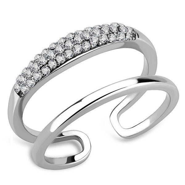 LOVCIA High Polished Stainless Steel Ring with Clear AAA Grade Cubic Zirconia - Buy stylish Rings for women - Shop latest Ring design - Trendy Rings - Unique fashion Rings - Find the perfect Ring