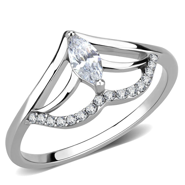 LOVCIA Sleek Stainless Steel Ring with Clear AAA Grade CZ Stone - Buy stylish Rings for women - Shop latest Ring design - Trendy Rings - Unique fashion Rings - Find the perfect Ring