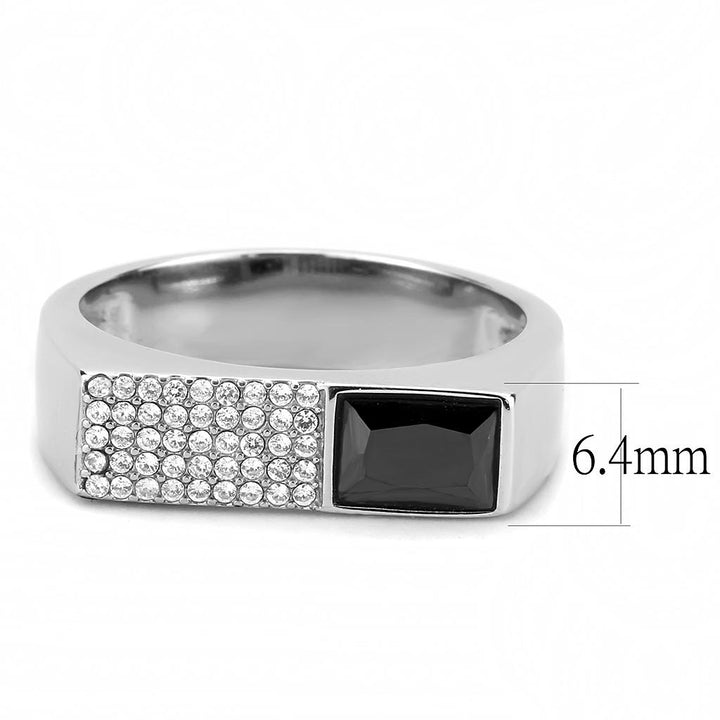 LOVCIA Sleek Stainless Steel Ring with Black Diamond AAA Grade CZ Stone - Buy stylish Rings for women - Shop latest Ring design - Trendy Rings - Unique fashion Rings - Find the perfect Ring