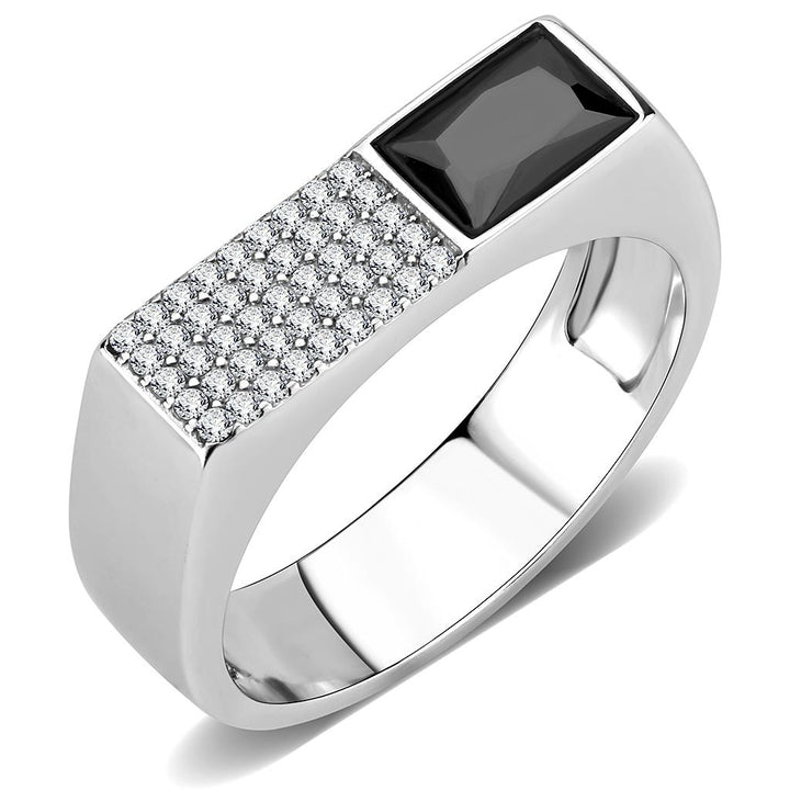 LOVCIA Sleek Stainless Steel Ring with Black Diamond AAA Grade CZ Stone - Buy stylish Rings for women - Shop latest Ring design - Trendy Rings - Unique fashion Rings - Find the perfect Ring