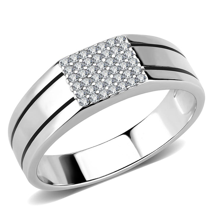 LOVCIA AAA Grade Clear CZ Stainless Steel Ring, High Polished Finish - Buy stylish Rings for women - Shop latest Ring design - Trendy Rings - Unique fashion Rings - Find the perfect Ring