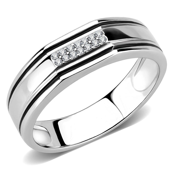 LOVCIA High Shine Stainless Steel Ring with Clear AAA Grade Cubic Zirconia - Buy stylish Rings for women - Shop latest Ring design - Trendy Rings - Unique fashion Rings - Find the perfect Ring