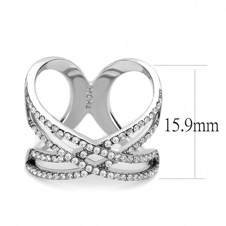 LOVCIA AAA Grade Clear CZ Stainless Steel Ring, High Polished Finish - Buy stylish Rings for women - Shop latest Ring design - Trendy Rings - Unique fashion Rings - Find the perfect Ring