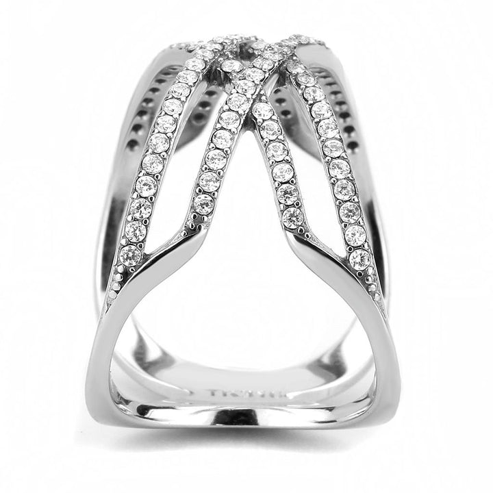 LOVCIA AAA Grade Clear CZ Stainless Steel Ring, High Polished Finish - Buy stylish Rings for women - Shop latest Ring design - Trendy Rings - Unique fashion Rings - Find the perfect Ring