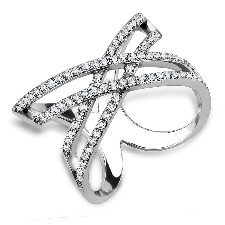 LOVCIA AAA Grade Clear CZ Stainless Steel Ring, High Polished Finish - Buy stylish Rings for women - Shop latest Ring design - Trendy Rings - Unique fashion Rings - Find the perfect Ring