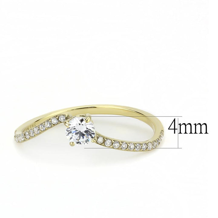 LOVCIA Gold Ion Plated Stainless Steel Ring with Clear AAA CZ Stone - Buy stylish Rings for women - Shop latest Ring design - Trendy Rings - Unique fashion Rings - Find the perfect Ring