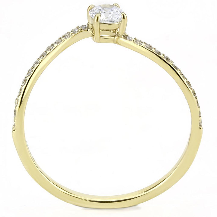 LOVCIA Gold Ion Plated Stainless Steel Ring with Clear AAA CZ Stone - Buy stylish Rings for women - Shop latest Ring design - Trendy Rings - Unique fashion Rings - Find the perfect Ring