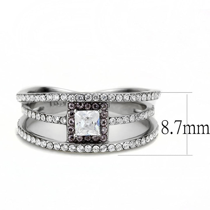 LOVCIA Sleek Stainless Steel Ring with Clear AAA Grade CZ Stone - Buy stylish Rings for women - Shop latest Ring design - Trendy Rings - Unique fashion Rings - Find the perfect Ring