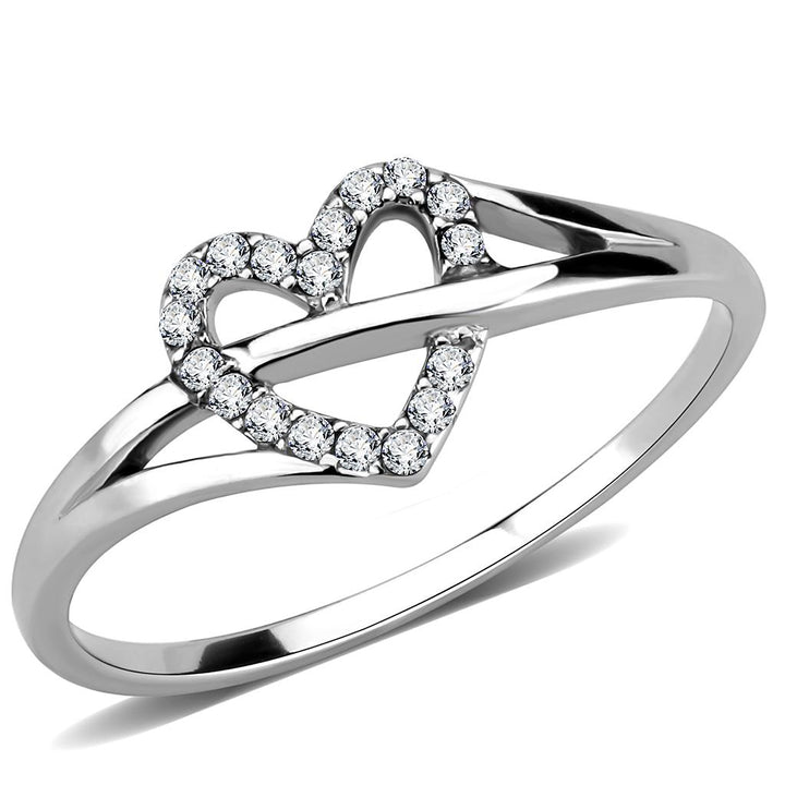 LOVCIA Stainless Steel Ring with Clear AAA CZ Stone, High Polished Finish - Buy stylish Rings for women - Shop latest Ring design - Trendy Rings - Unique fashion Rings - Find the perfect Ring