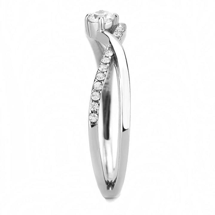 LOVCIA Stainless Steel Ring with Clear AAA Grade CZ, High Polish Finish - Buy stylish Rings for women - Shop latest Ring design - Trendy Rings - Unique fashion Rings - Find the perfect Ring