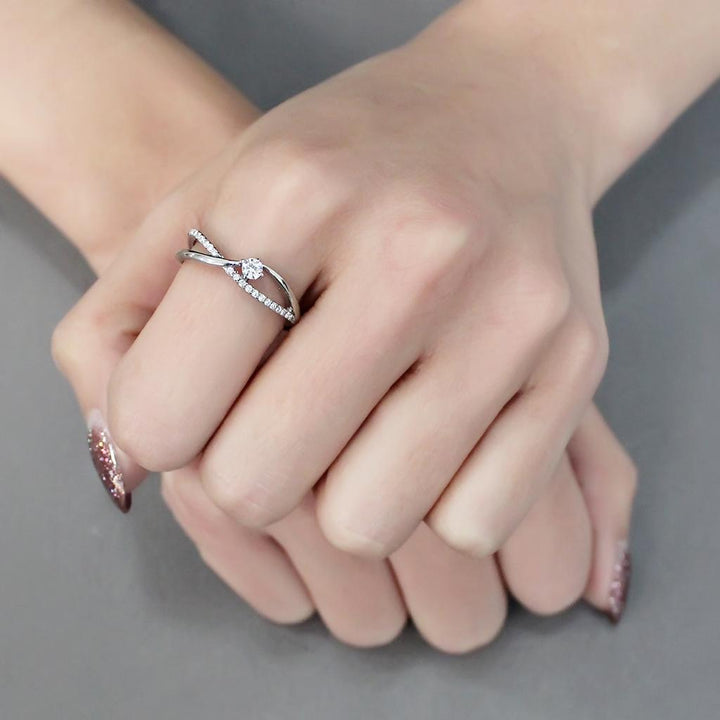 LOVCIA Stainless Steel Ring with Clear AAA Grade CZ, High Polish Finish - Buy stylish Rings for women - Shop latest Ring design - Trendy Rings - Unique fashion Rings - Find the perfect Ring