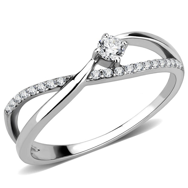 LOVCIA Stainless Steel Ring with Clear AAA Grade CZ, High Polish Finish - Buy stylish Rings for women - Shop latest Ring design - Trendy Rings - Unique fashion Rings - Find the perfect Ring