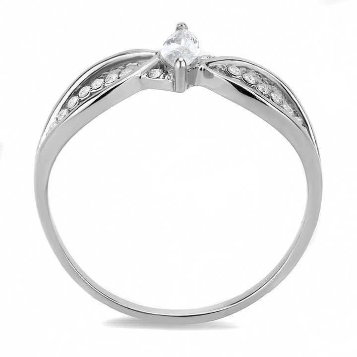 LOVCIA Sleek Stainless Steel Ring with Clear AAA Grade CZ Stone - Buy stylish Rings for women - Shop latest Ring design - Trendy Rings - Unique fashion Rings - Find the perfect Ring