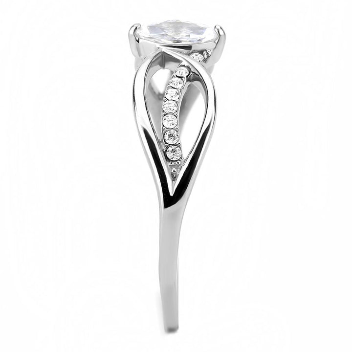 LOVCIA Sleek Stainless Steel Ring with Clear AAA Grade CZ Stone - Buy stylish Rings for women - Shop latest Ring design - Trendy Rings - Unique fashion Rings - Find the perfect Ring