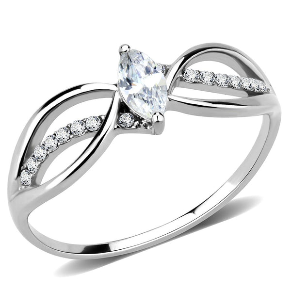 LOVCIA Sleek Stainless Steel Ring with Clear AAA Grade CZ Stone - Buy stylish Rings for women - Shop latest Ring design - Trendy Rings - Unique fashion Rings - Find the perfect Ring