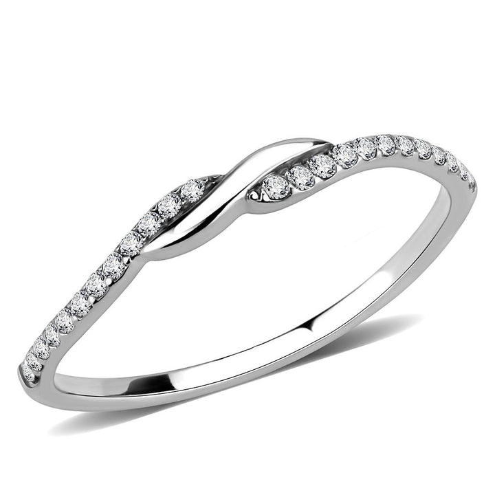 LOVCIA High Polish Stainless Steel Ring with Clear AAA CZ Stone - Buy stylish Rings for women - Shop latest Ring design - Trendy Rings - Unique fashion Rings - Find the perfect Ring