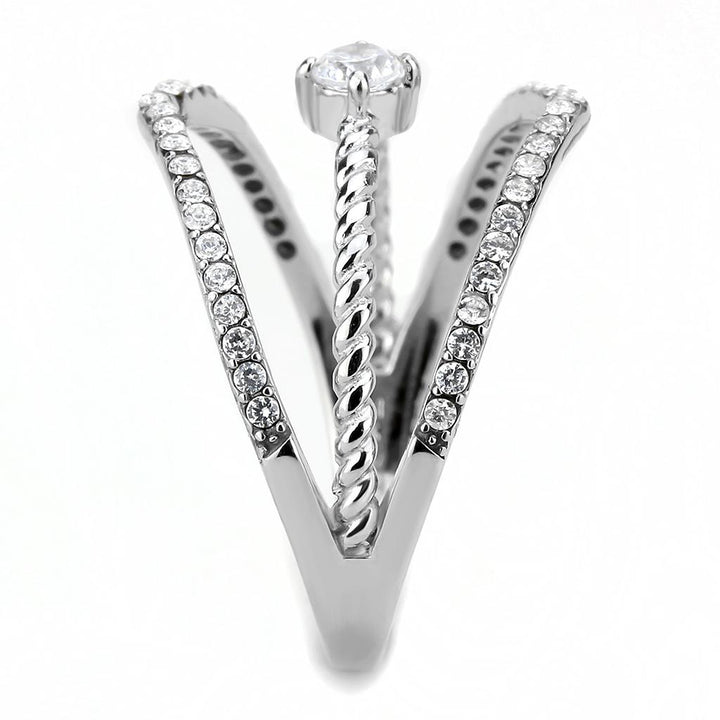 LOVCIA Stainless Steel Ring with Clear AAA Grade CZ Stone - High Polished Finish - Buy stylish Rings for women - Shop latest Ring design - Trendy Rings - Unique fashion Rings - Find the perfect Ring