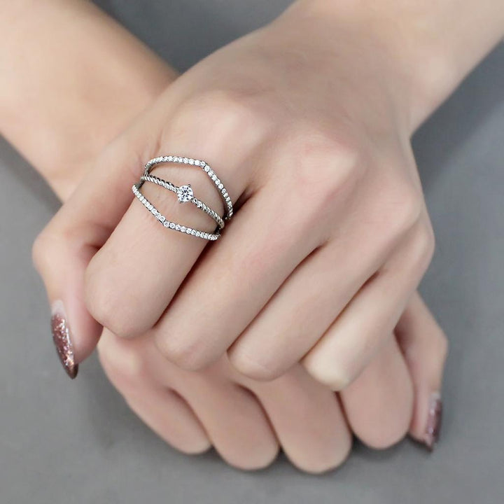 LOVCIA Stainless Steel Ring with Clear AAA Grade CZ Stone - High Polished Finish - Buy stylish Rings for women - Shop latest Ring design - Trendy Rings - Unique fashion Rings - Find the perfect Ring