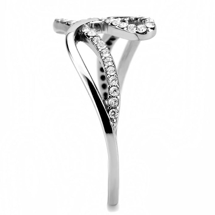 LOVCIA Sleek Stainless Steel Ring with Clear AAA Grade CZ Stone - Buy stylish Rings for women - Shop latest Ring design - Trendy Rings - Unique fashion Rings - Find the perfect Ring