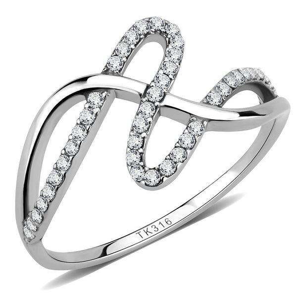 LOVCIA Sleek Stainless Steel Ring with Clear AAA Grade CZ Stone - Buy stylish Rings for women - Shop latest Ring design - Trendy Rings - Unique fashion Rings - Find the perfect Ring