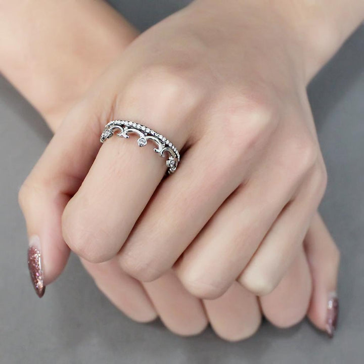 LOVCIA Stainless Steel Ring with Clear AAA Grade CZ, High Polished Finish - Buy stylish Rings for women - Shop latest Ring design - Trendy Rings - Unique fashion Rings - Find the perfect Ring