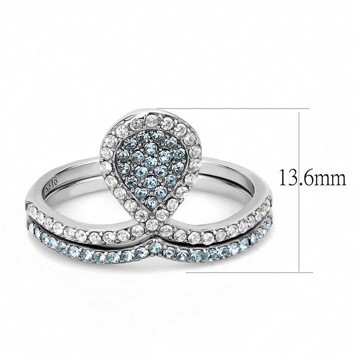 LOVCIA Sea Blue AAA CZ Stainless Steel Ring - High Polish Finish - Buy stylish Rings for women - Shop latest Ring design - Trendy Rings - Unique fashion Rings - Find the perfect Ring