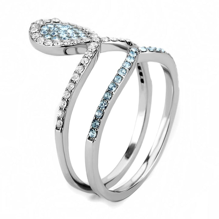 LOVCIA Sea Blue AAA CZ Stainless Steel Ring - High Polish Finish - Buy stylish Rings for women - Shop latest Ring design - Trendy Rings - Unique fashion Rings - Find the perfect Ring