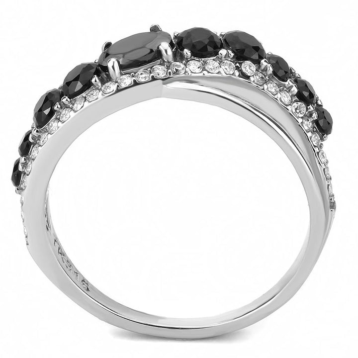 LOVCIA Sleek Stainless Steel Ring with AAA Black Diamond CZ Stone - Buy stylish Rings for women - Shop latest Ring design - Trendy Rings - Unique fashion Rings - Find the perfect Ring