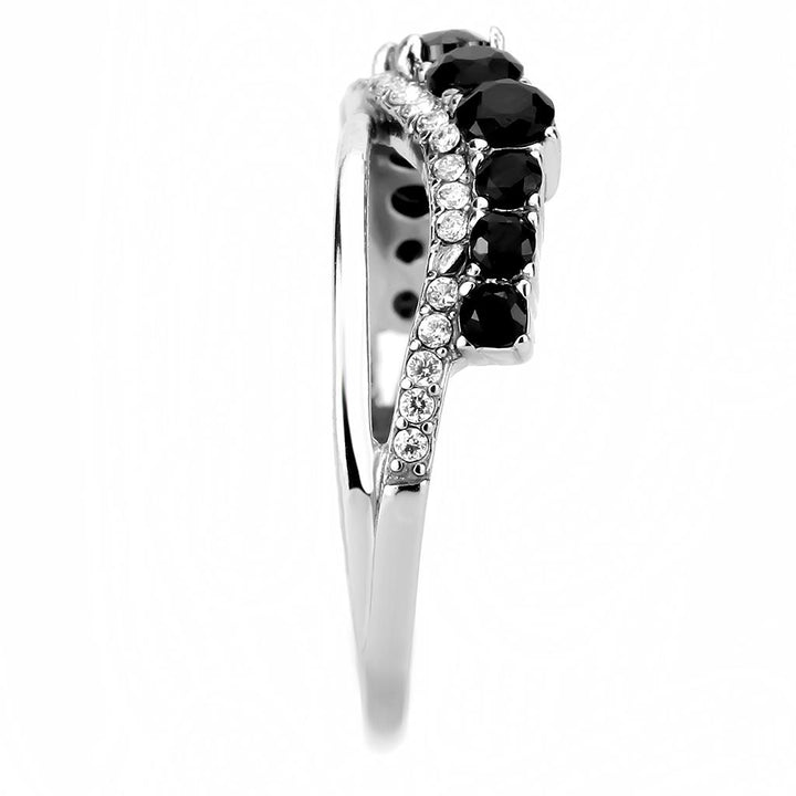 LOVCIA Sleek Stainless Steel Ring with AAA Black Diamond CZ Stone - Buy stylish Rings for women - Shop latest Ring design - Trendy Rings - Unique fashion Rings - Find the perfect Ring